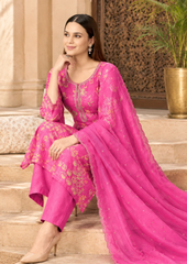 Salwar Suit with Intricate Golden Floral Embroidery