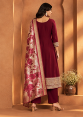 Suit with Floral Printed Dupatta