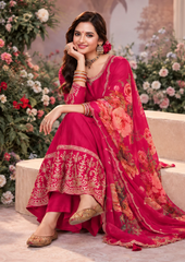 Anarkali Suit with Floral Printed Dupatta