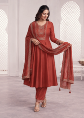 Anarkali Suit with Intricate Golden Embroidery