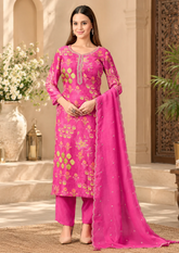 Salwar Suit with Intricate Golden Floral Embroidery