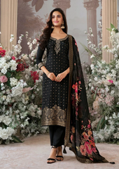 Banarasi Suit with Elegant Floral Digital-Print Dupatta