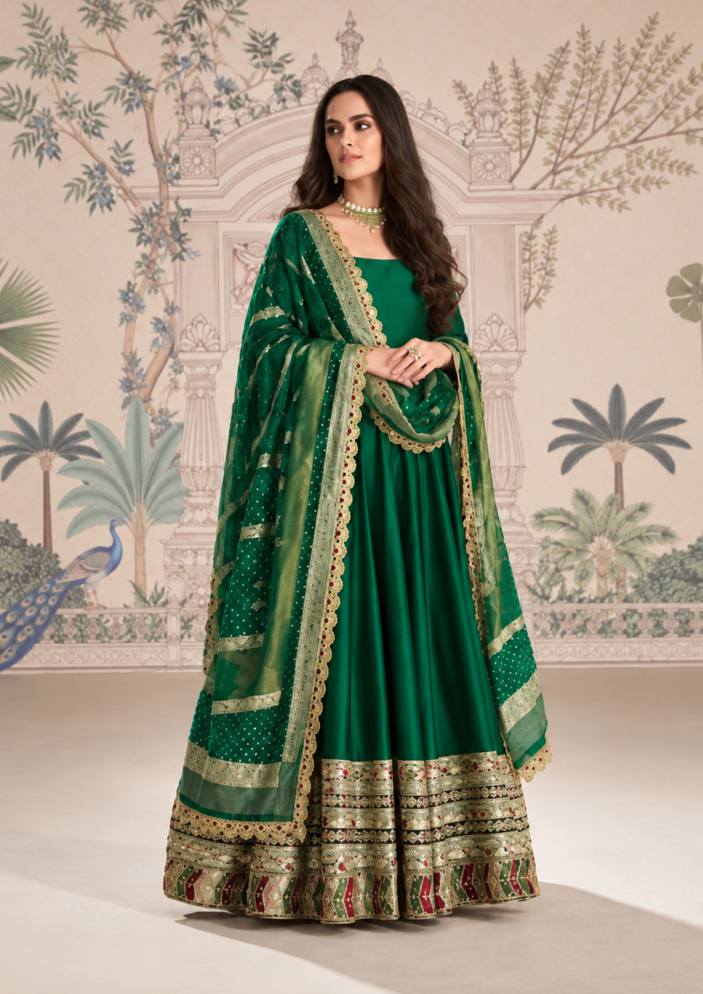 Anarkali Gown with Banarasi Dupatta