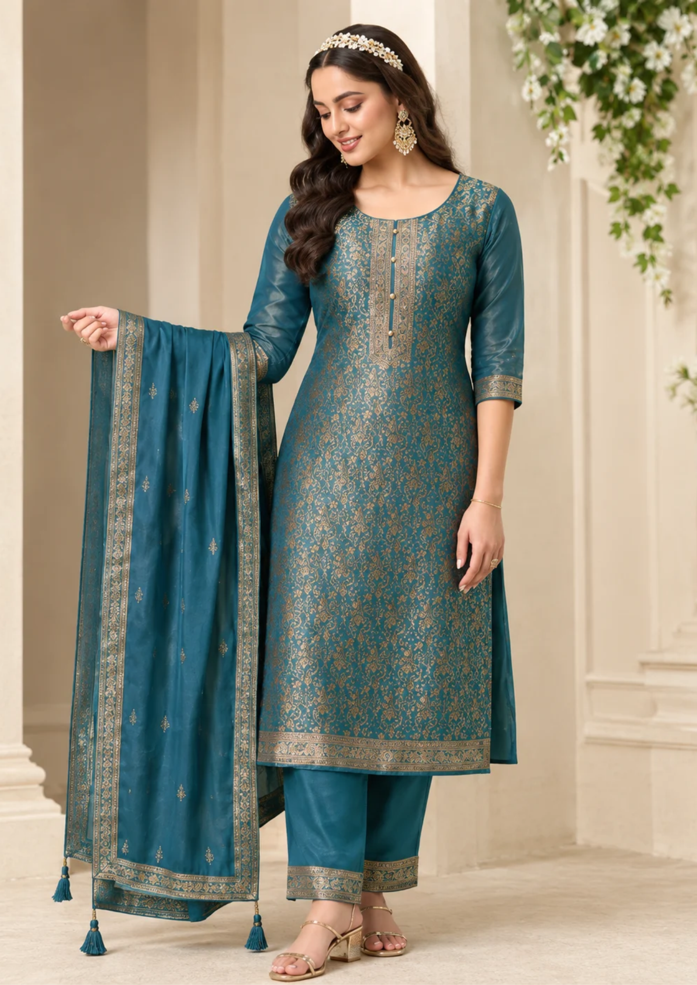Banarasi Suit with Rich Golden Weave