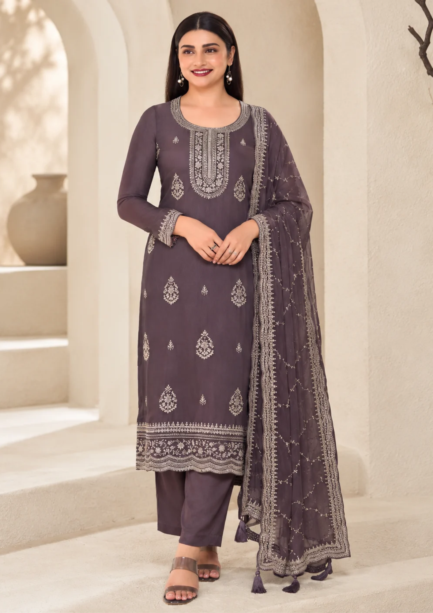 Salwar Suit with Exquisite Silver Embellishments