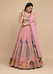 Lehenga With Peacock Embroidered