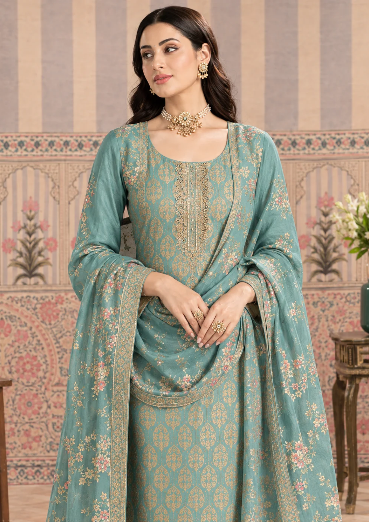 Banarasi Suit with Intricate Golden Weave