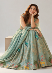 Lehenga Set With Peacock Embroidered Designer