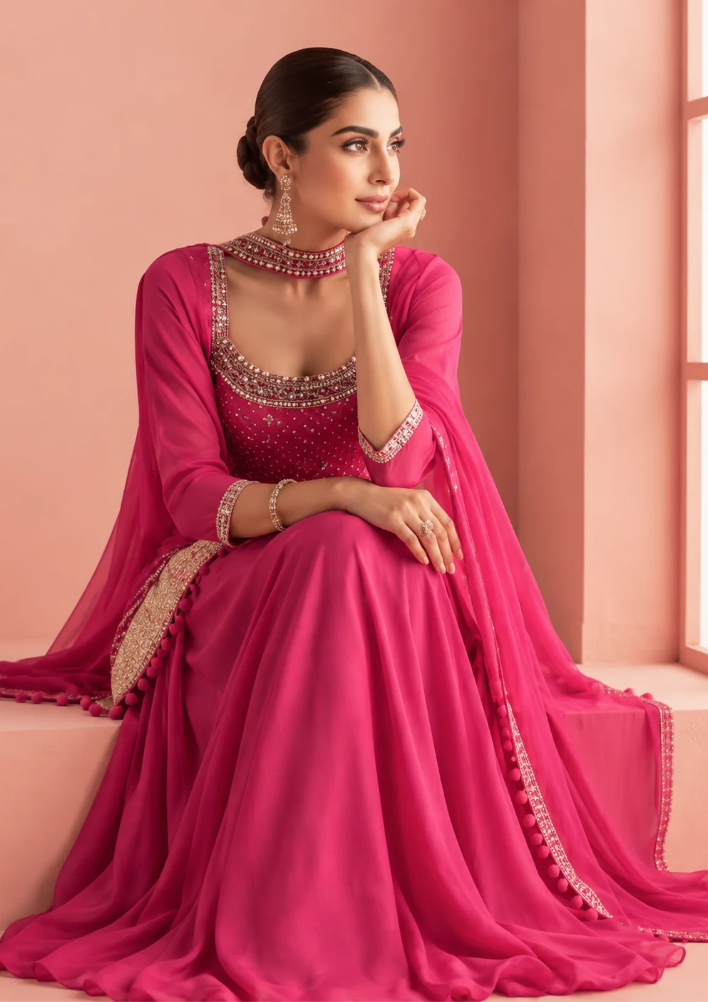 Embellished Peplum Sharara Set with Dupatta