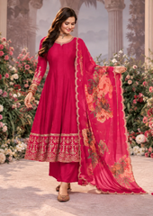 Anarkali Suit with Floral Printed Dupatta
