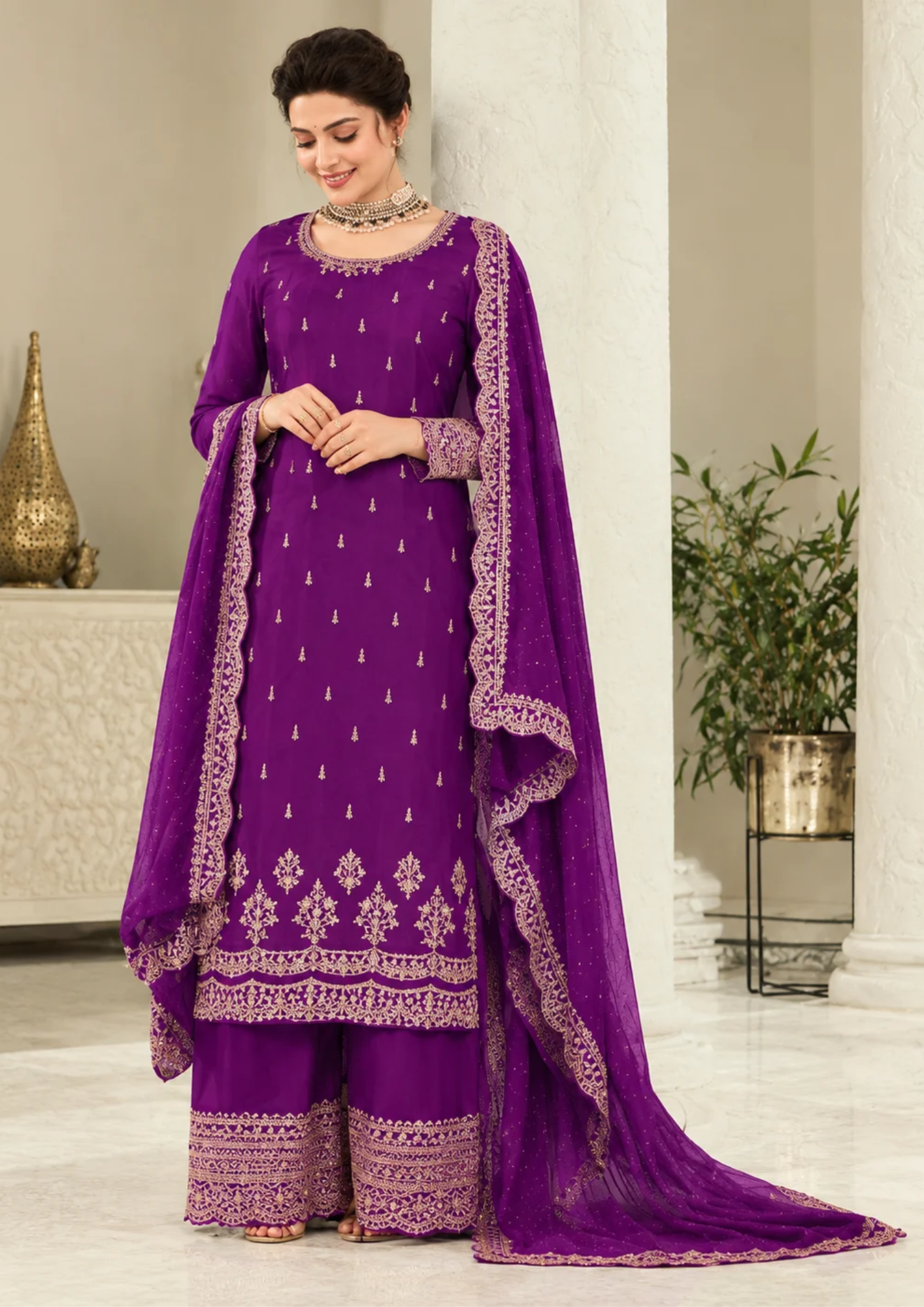 Salwar Suit with Exquisite Golden Embellishments
