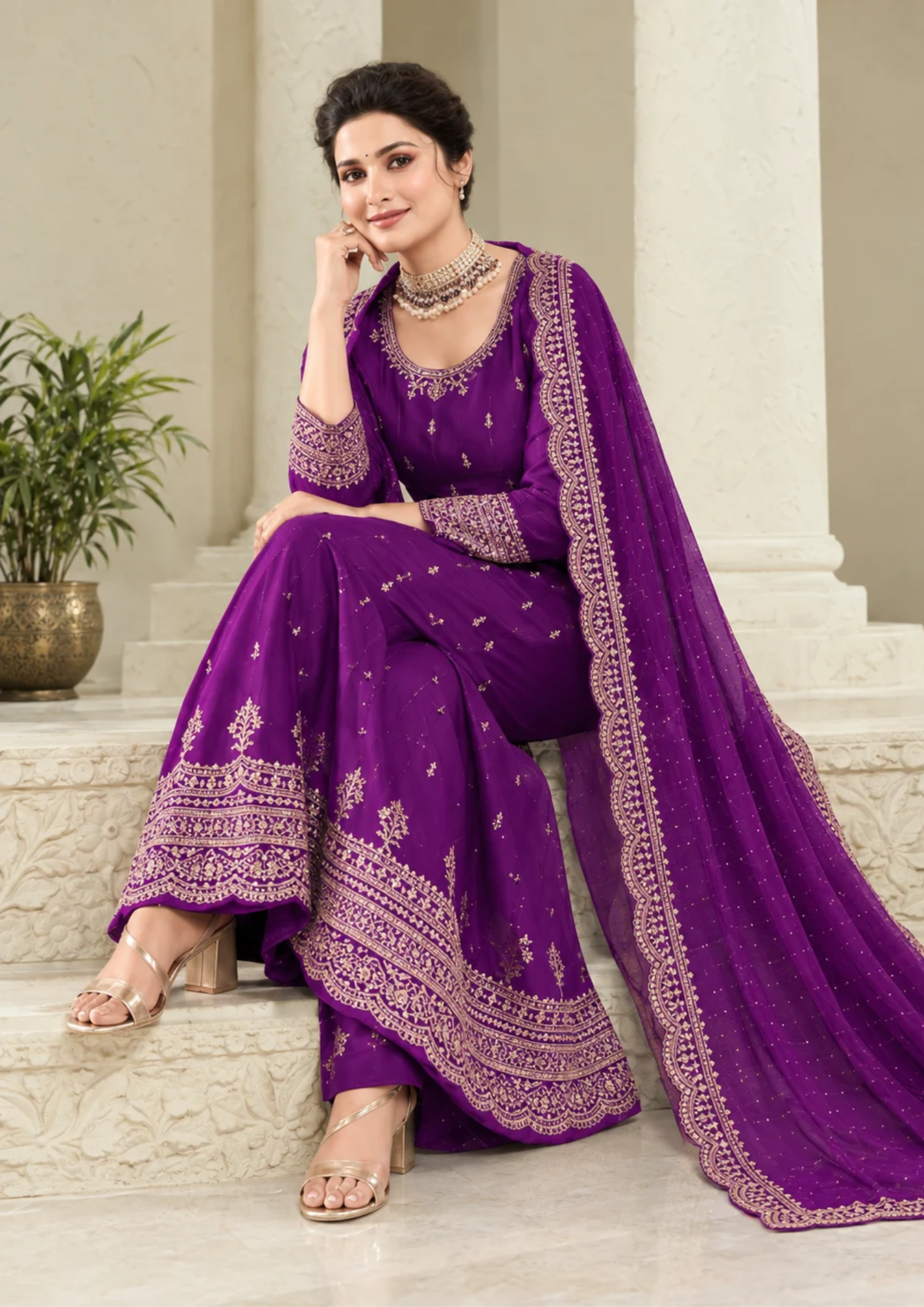 Salwar Suit with Exquisite Golden Embellishments