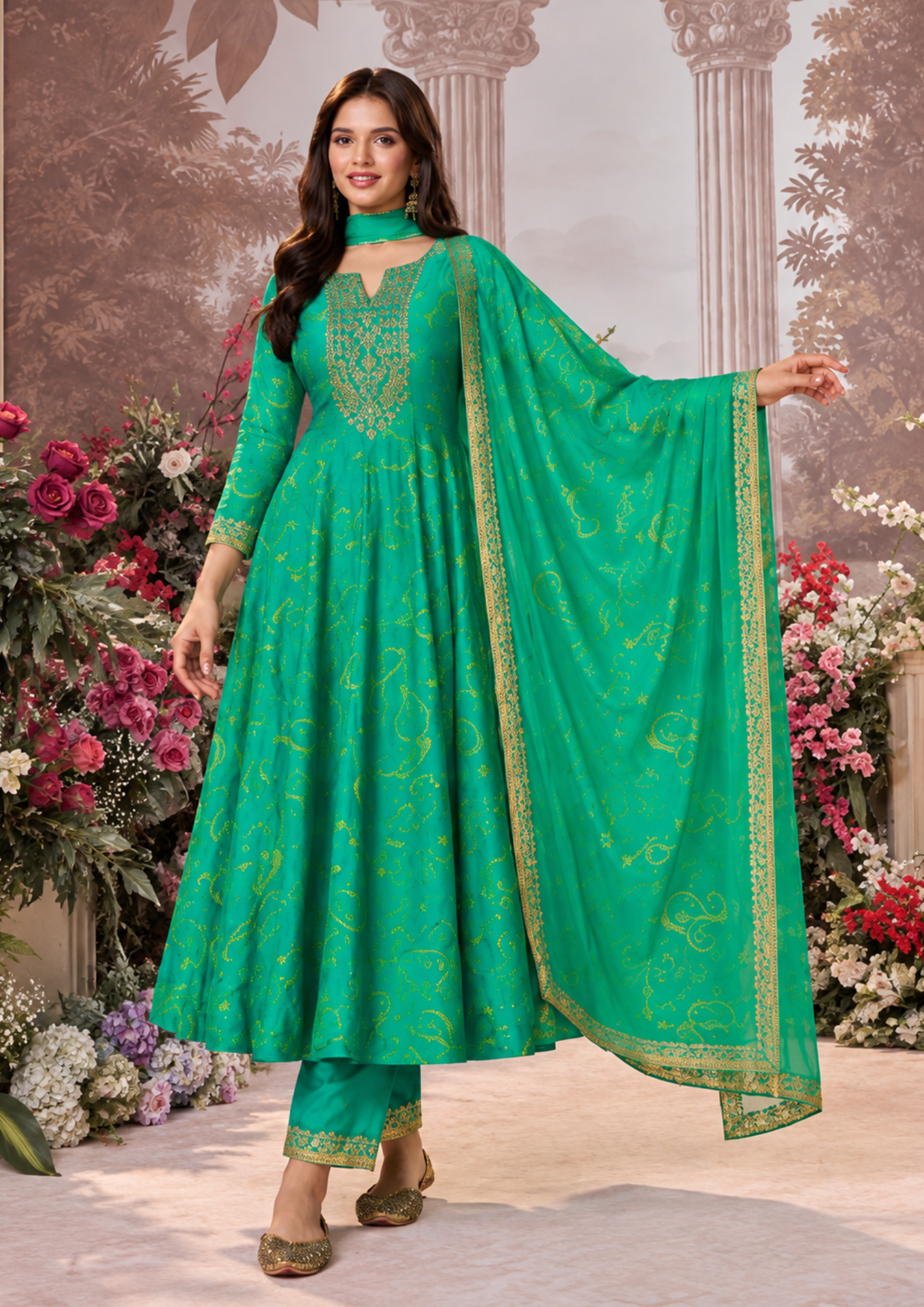 Anarkali Suit with Intricate Golden