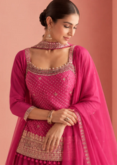 Embellished Peplum Sharara Set with Dupatta