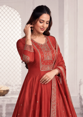 Anarkali Suit with Intricate Golden Embroidery