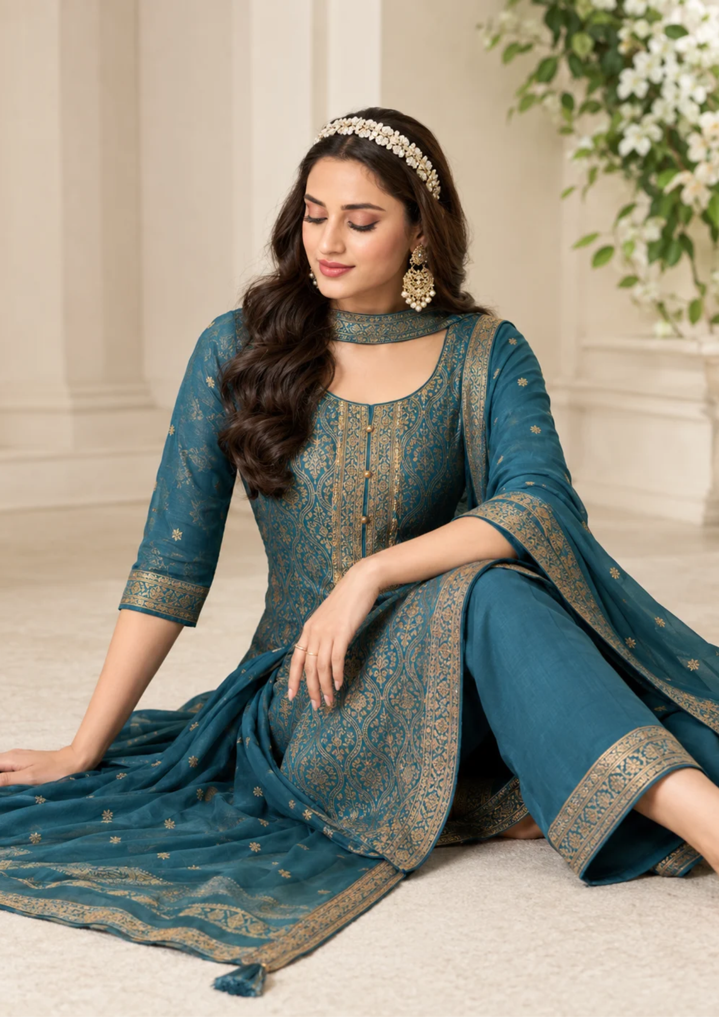 Banarasi Suit with Rich Golden Weave