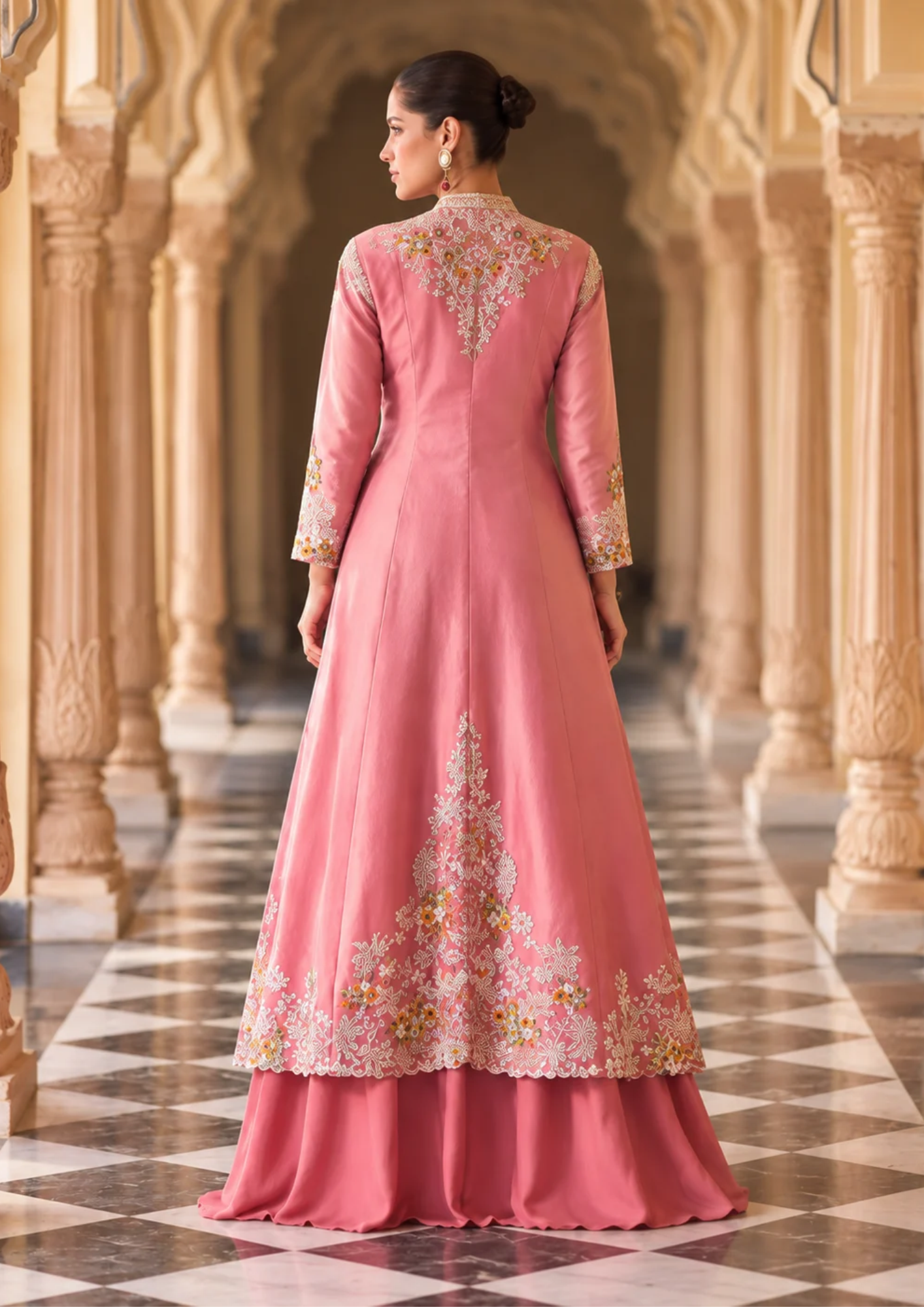 Palazzo Gown with Floral Embroidery