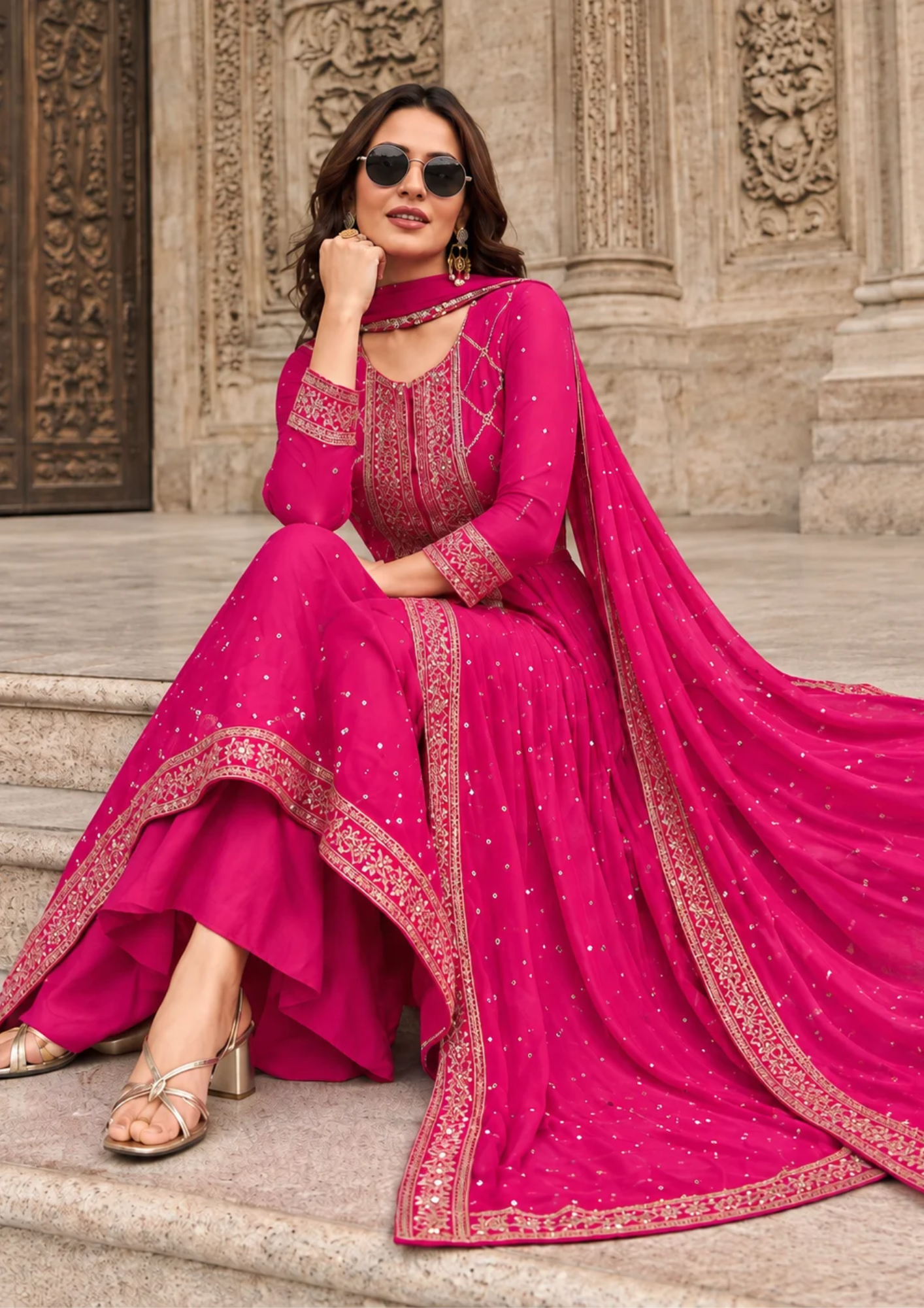 Anarkali Suit with Intricate Zari Embroidery