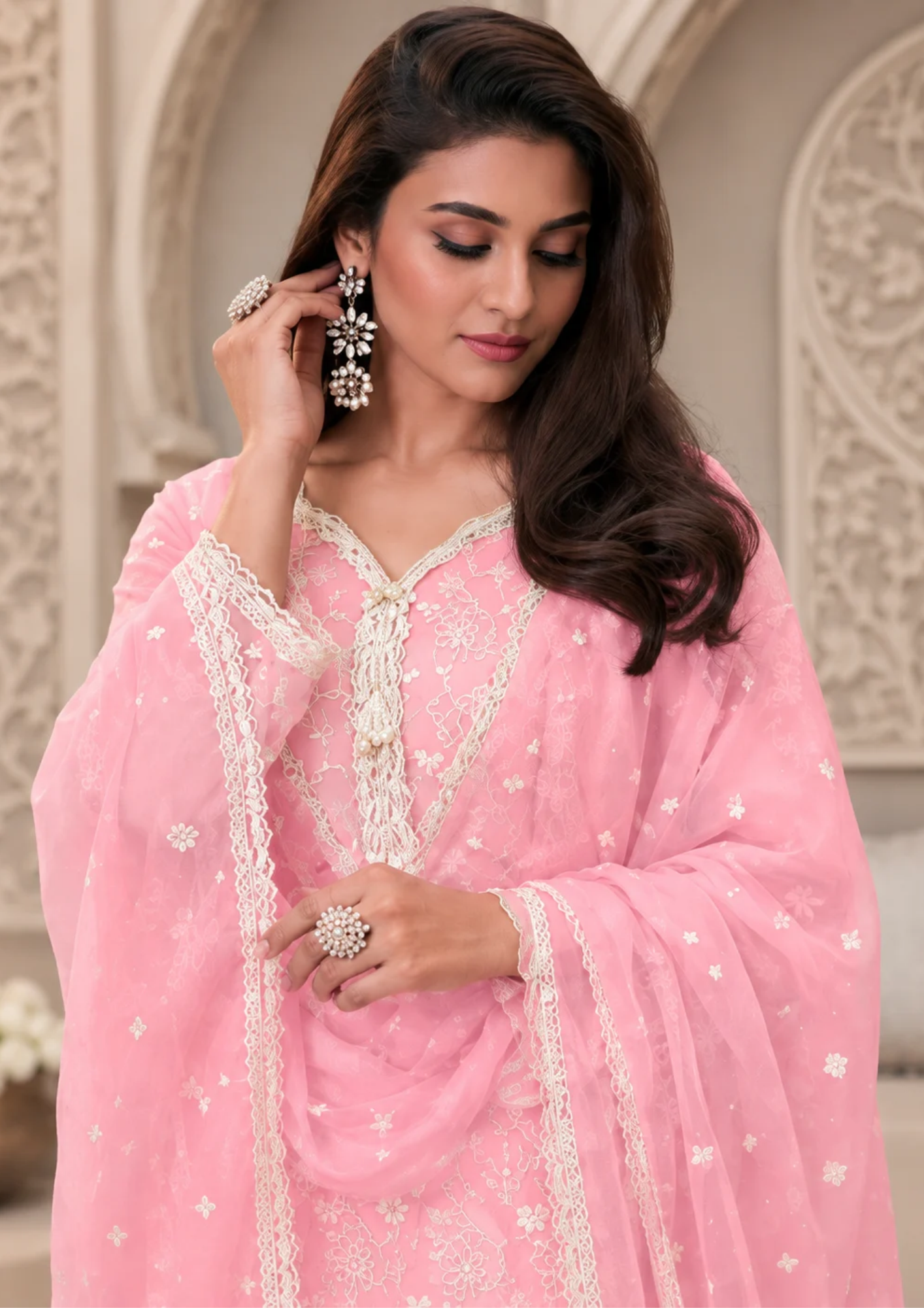 Salwar Suit with Intricate White Embroidery
