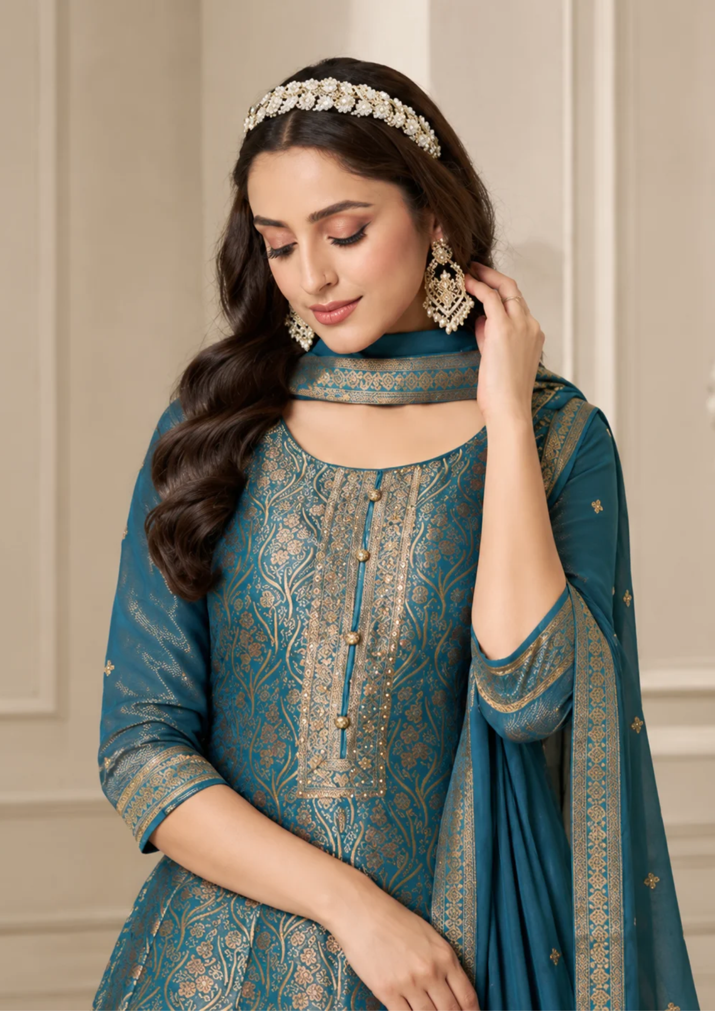 Banarasi Suit with Rich Golden Weave