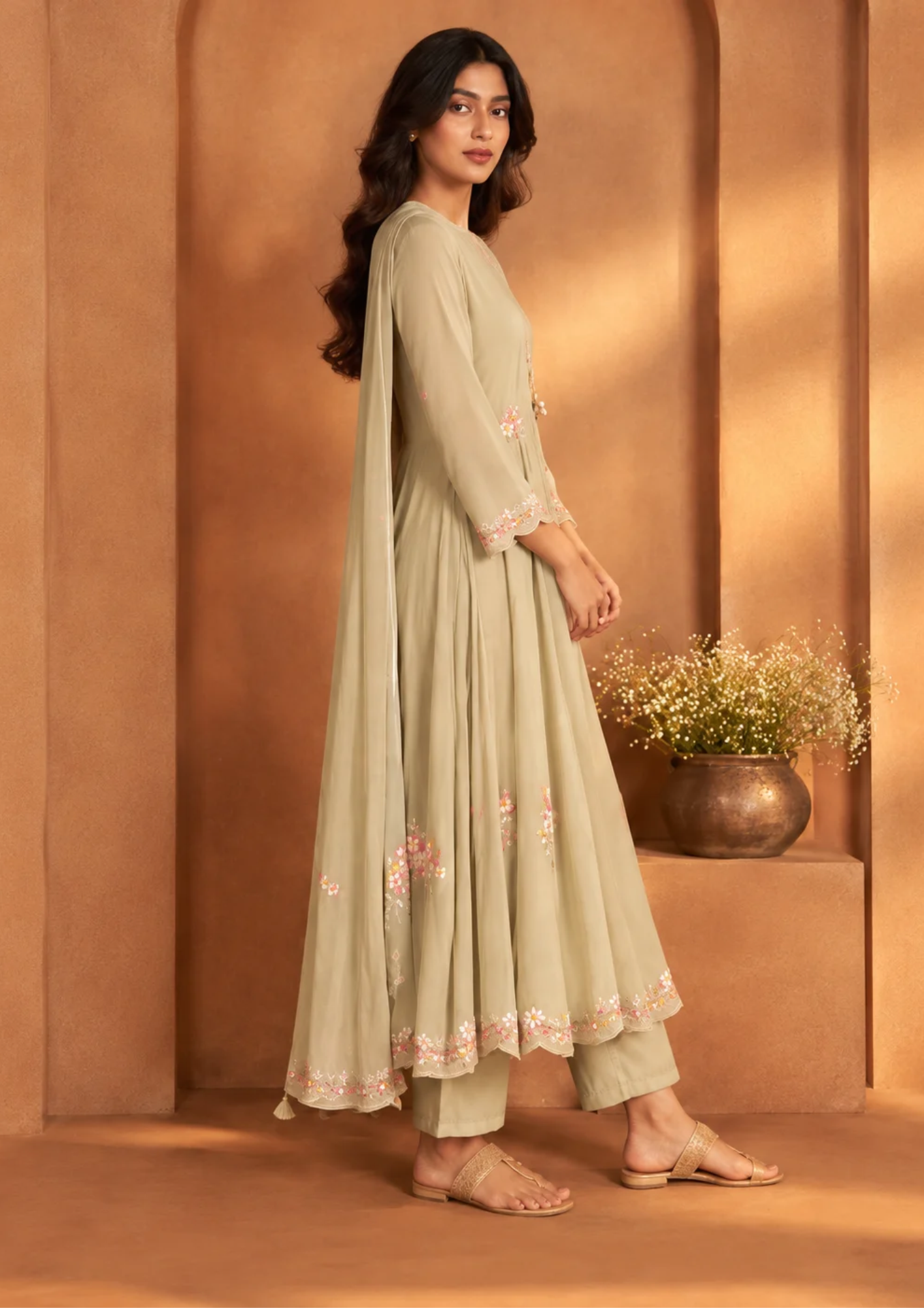 Anarkali Suit with Delicate Floral Embroidery