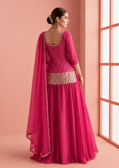 Embellished Peplum Sharara Set with Dupatta