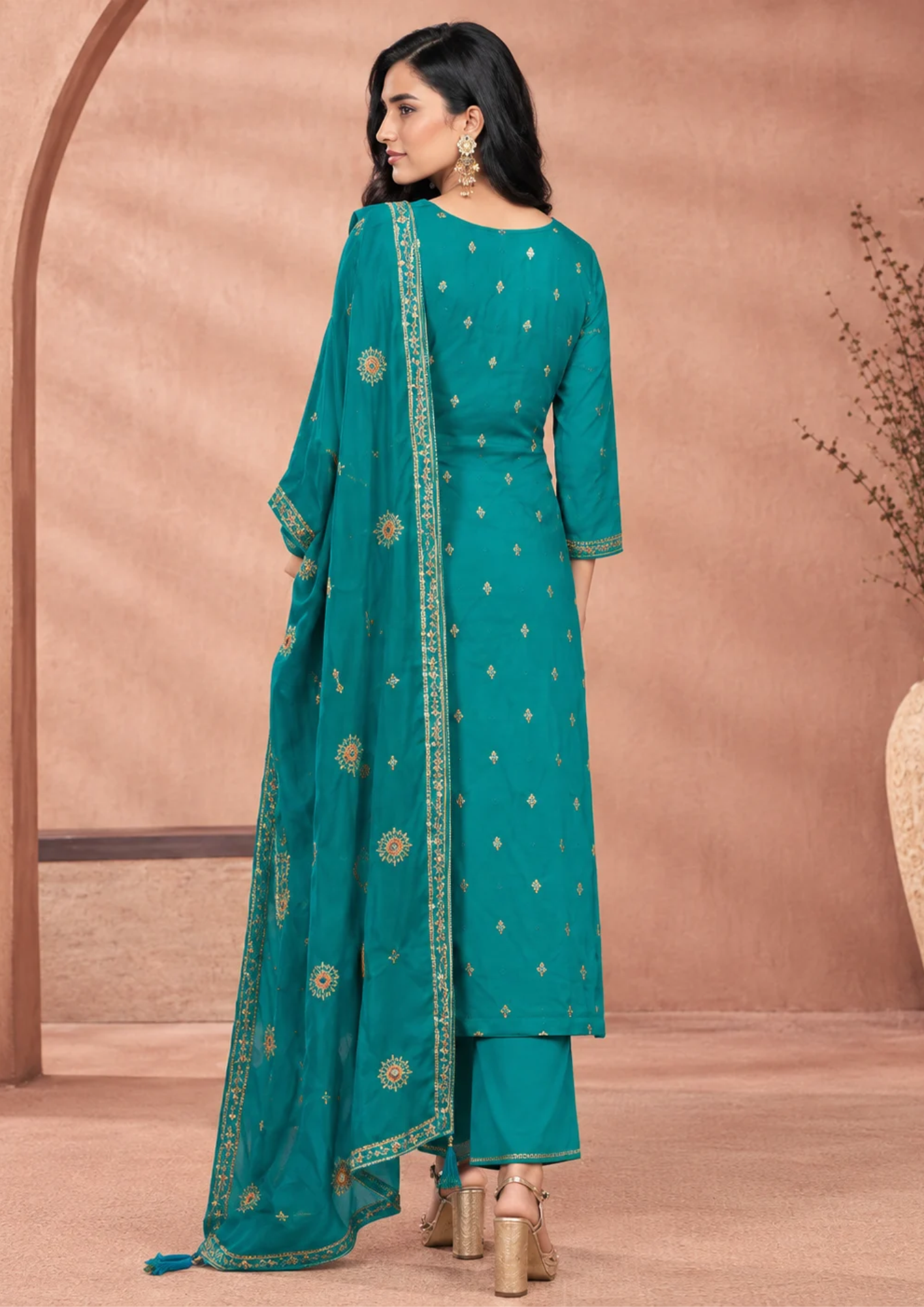 Suit with Golden Embroidery