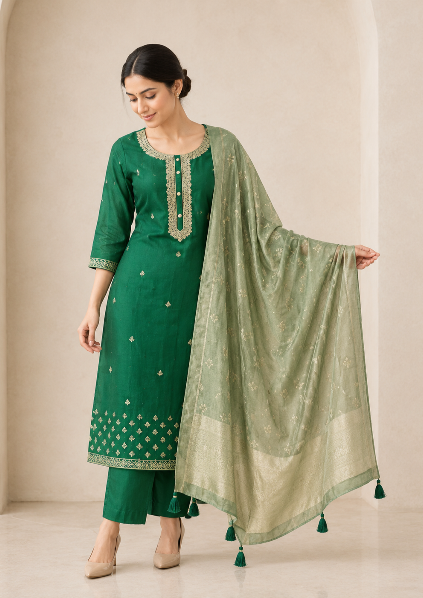 Salwar Suit with Elegant Golden Detailing