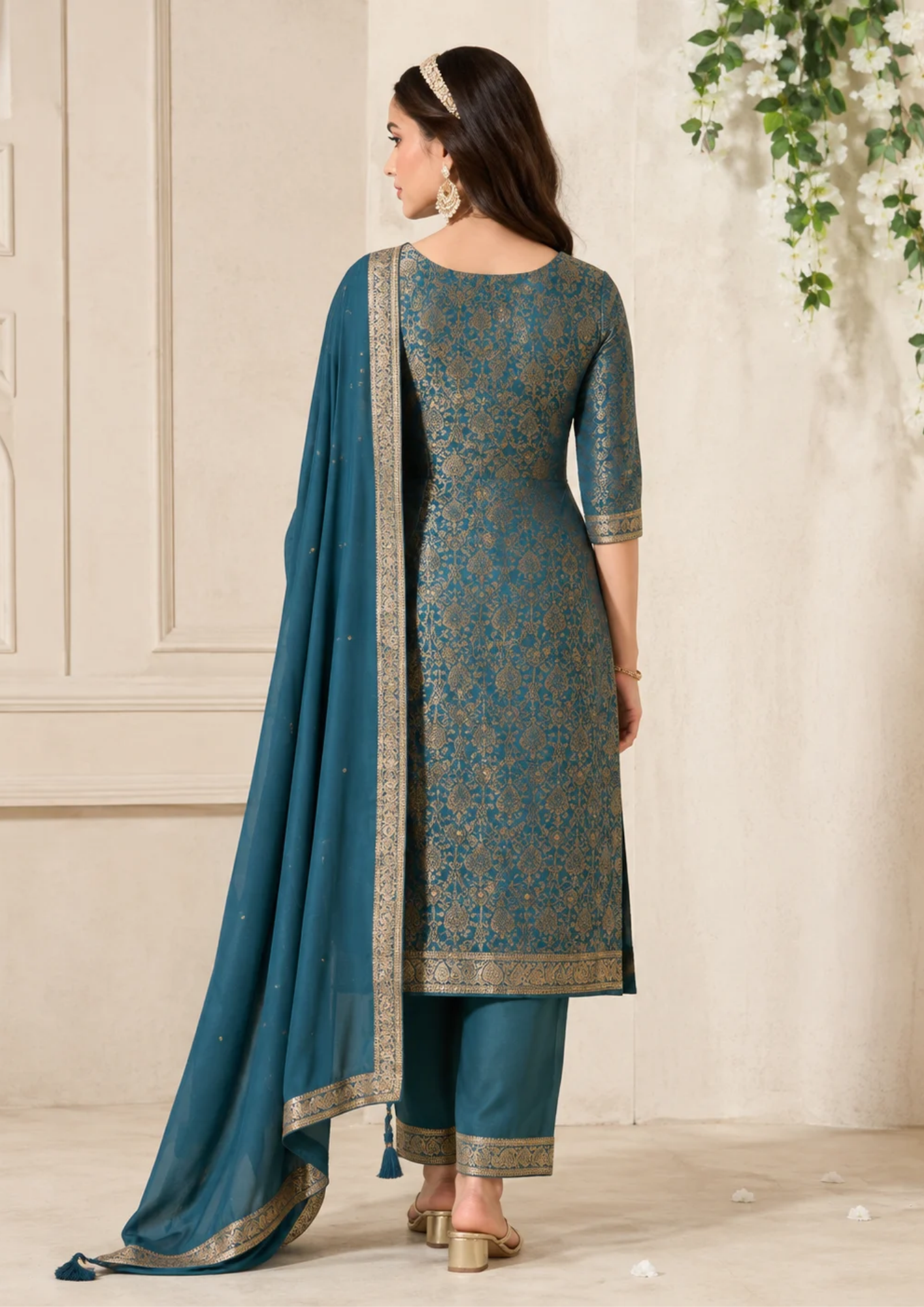 Banarasi Suit with Rich Golden Weave