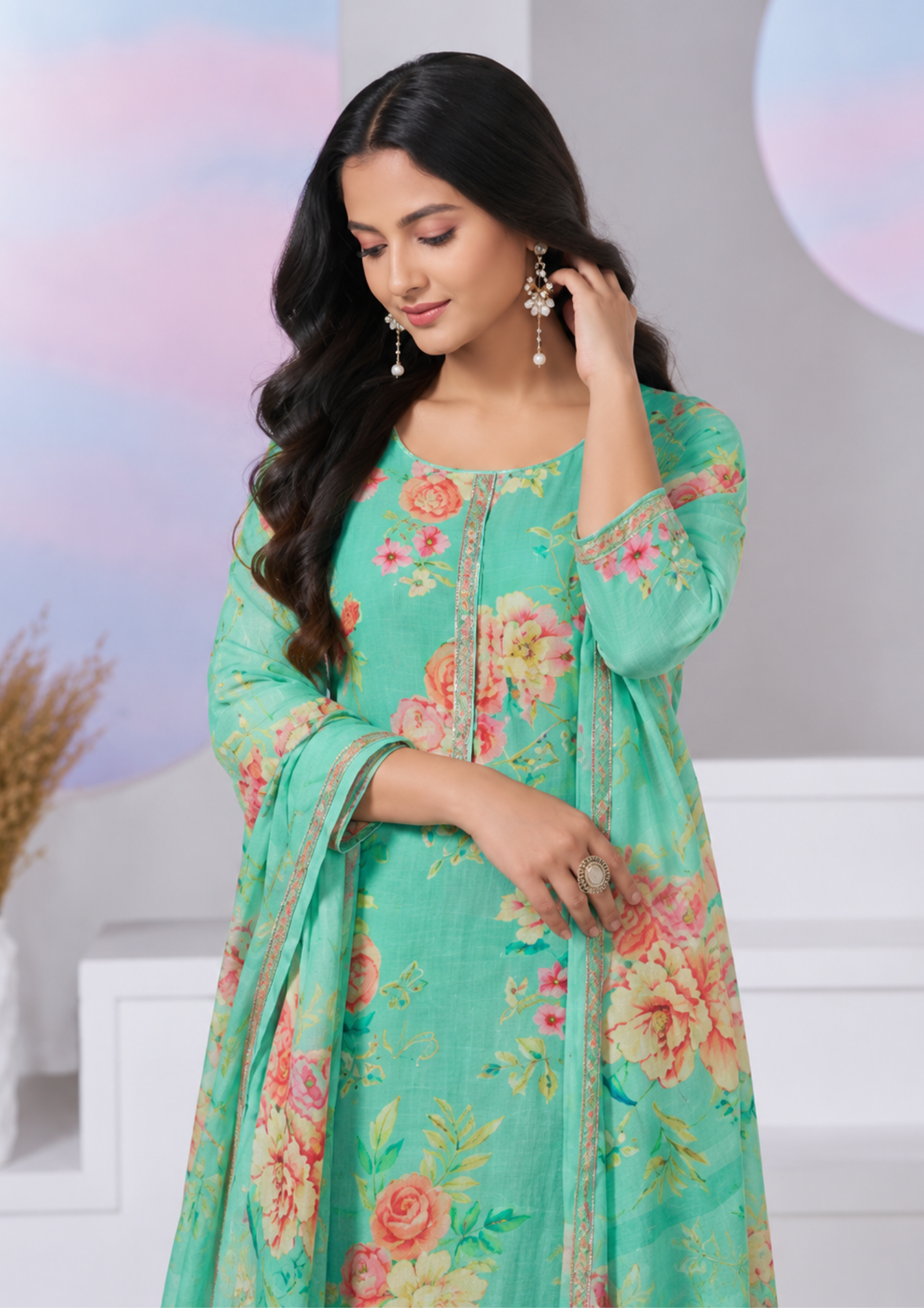 Salwar Suit with Elegant Floral Print