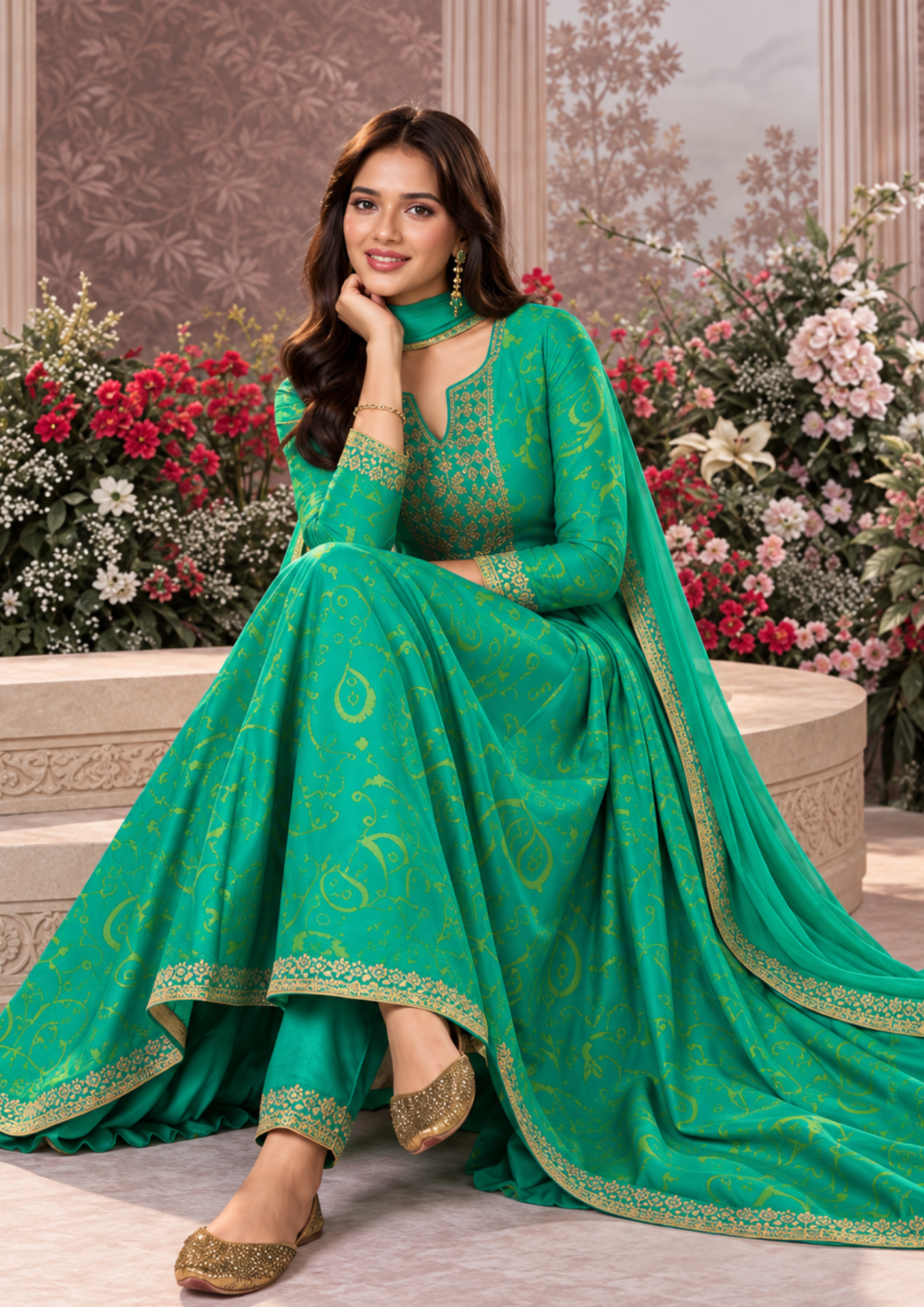 Anarkali Suit with Intricate Golden