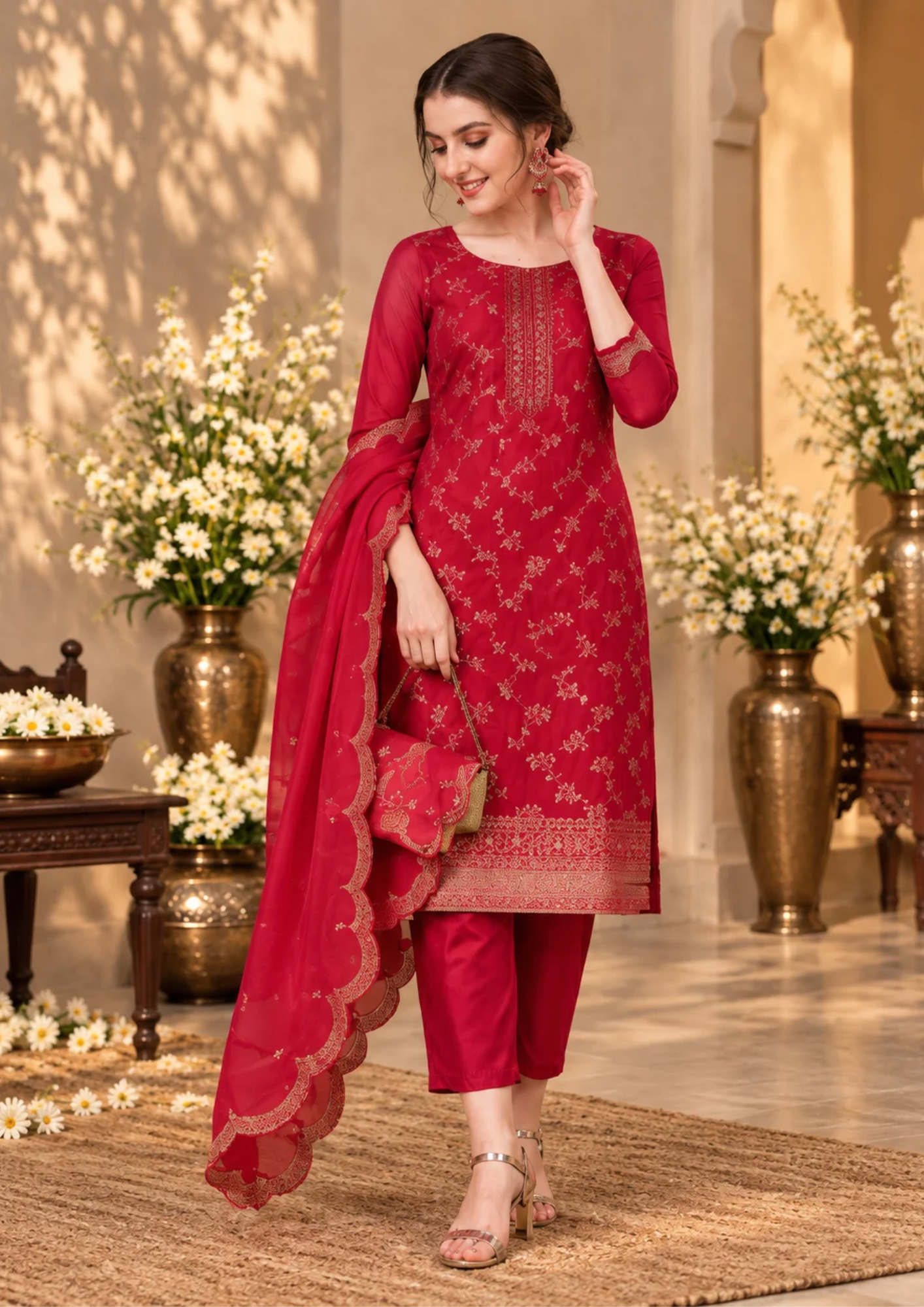 Salwar Suit with Intricate Golden Embroidery