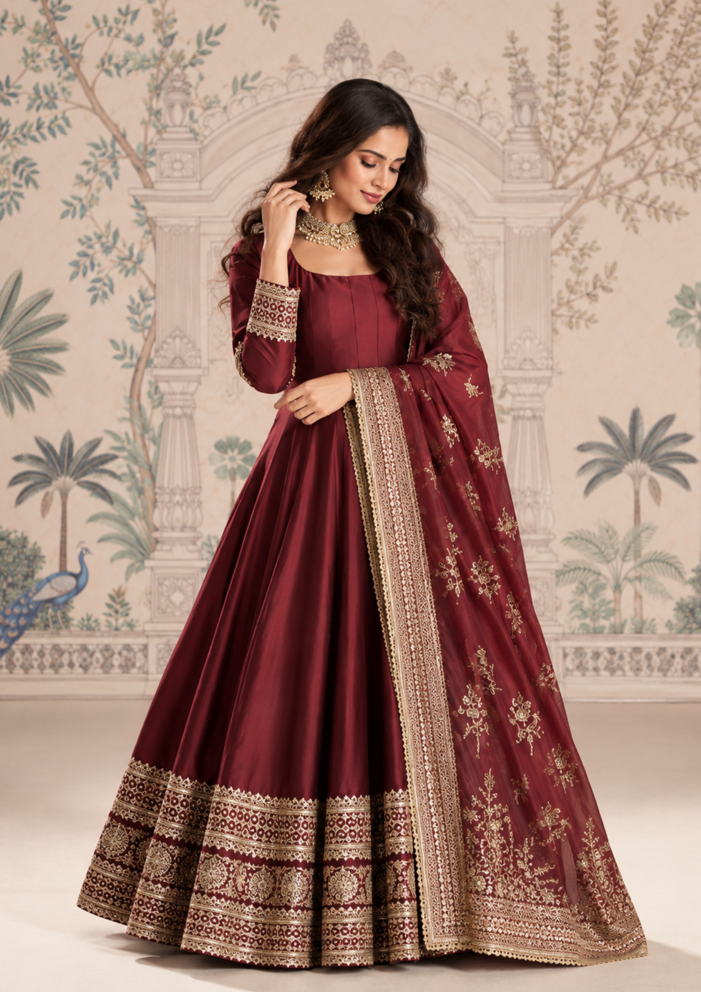 Anarkali Gown with Intricate Zari