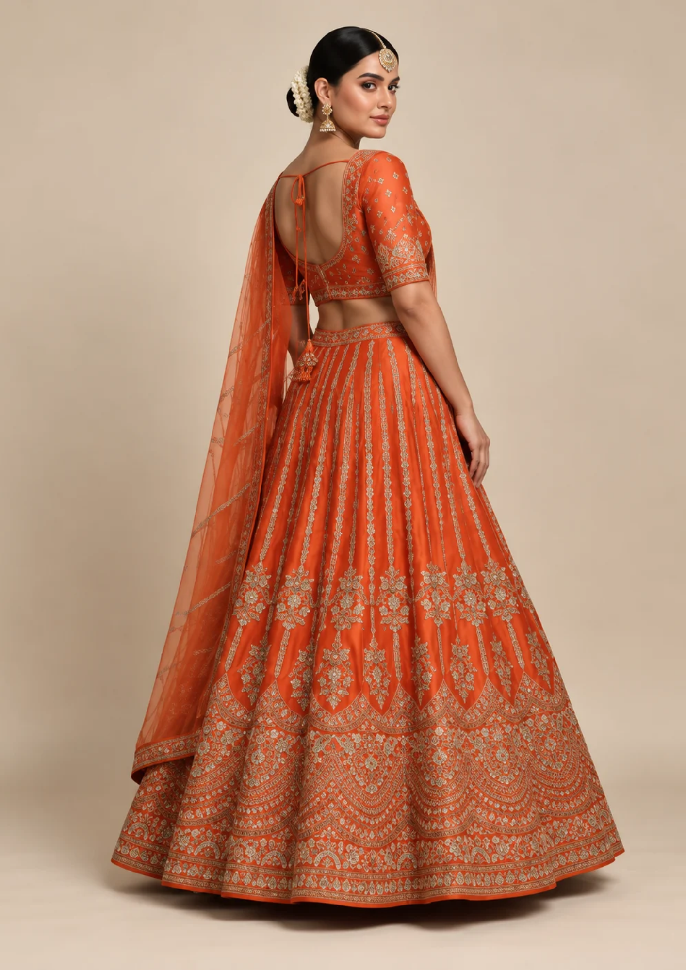 Bridal Lehenga Set With Zari Embroidered