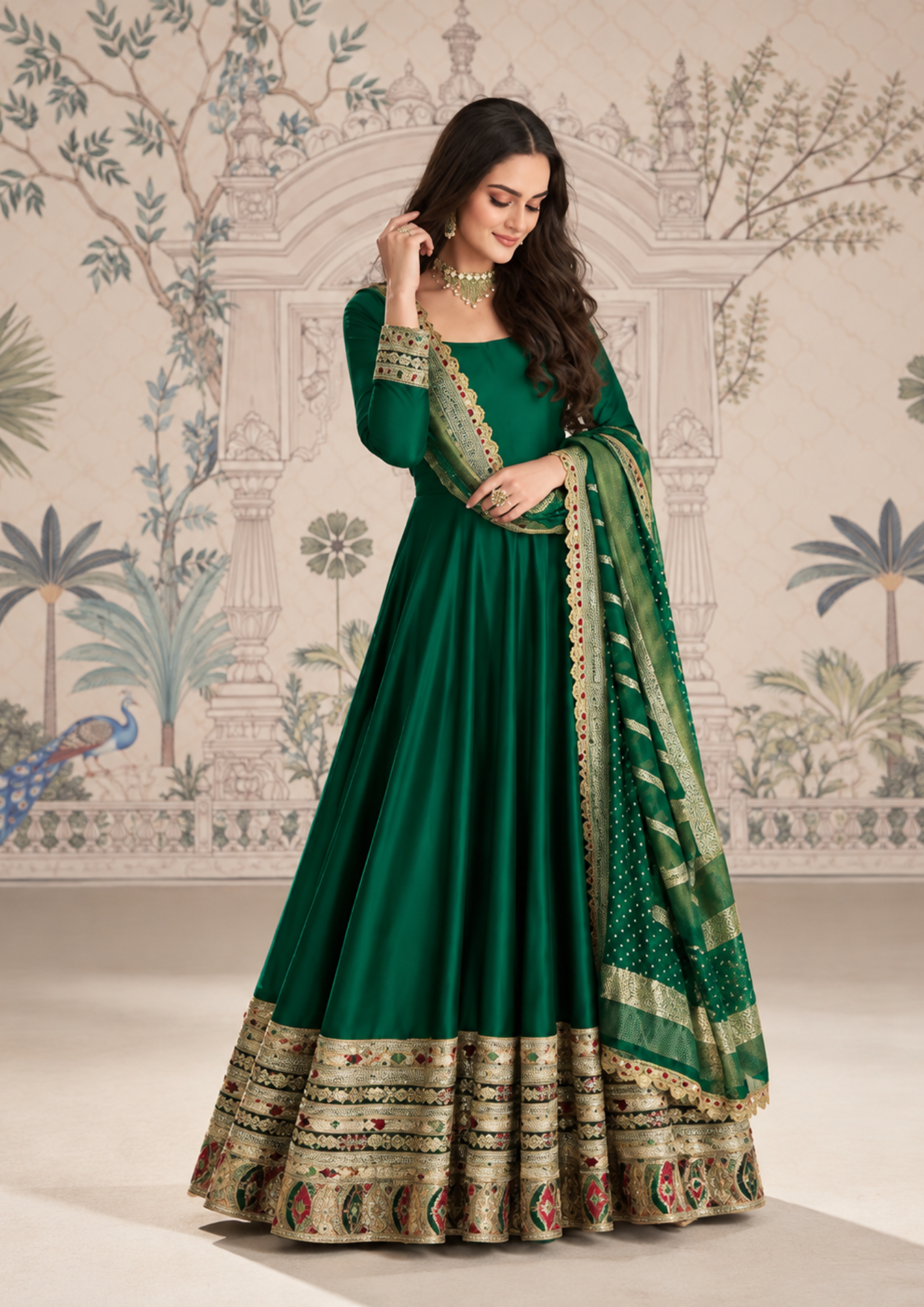 Anarkali Gown with Banarasi Dupatta