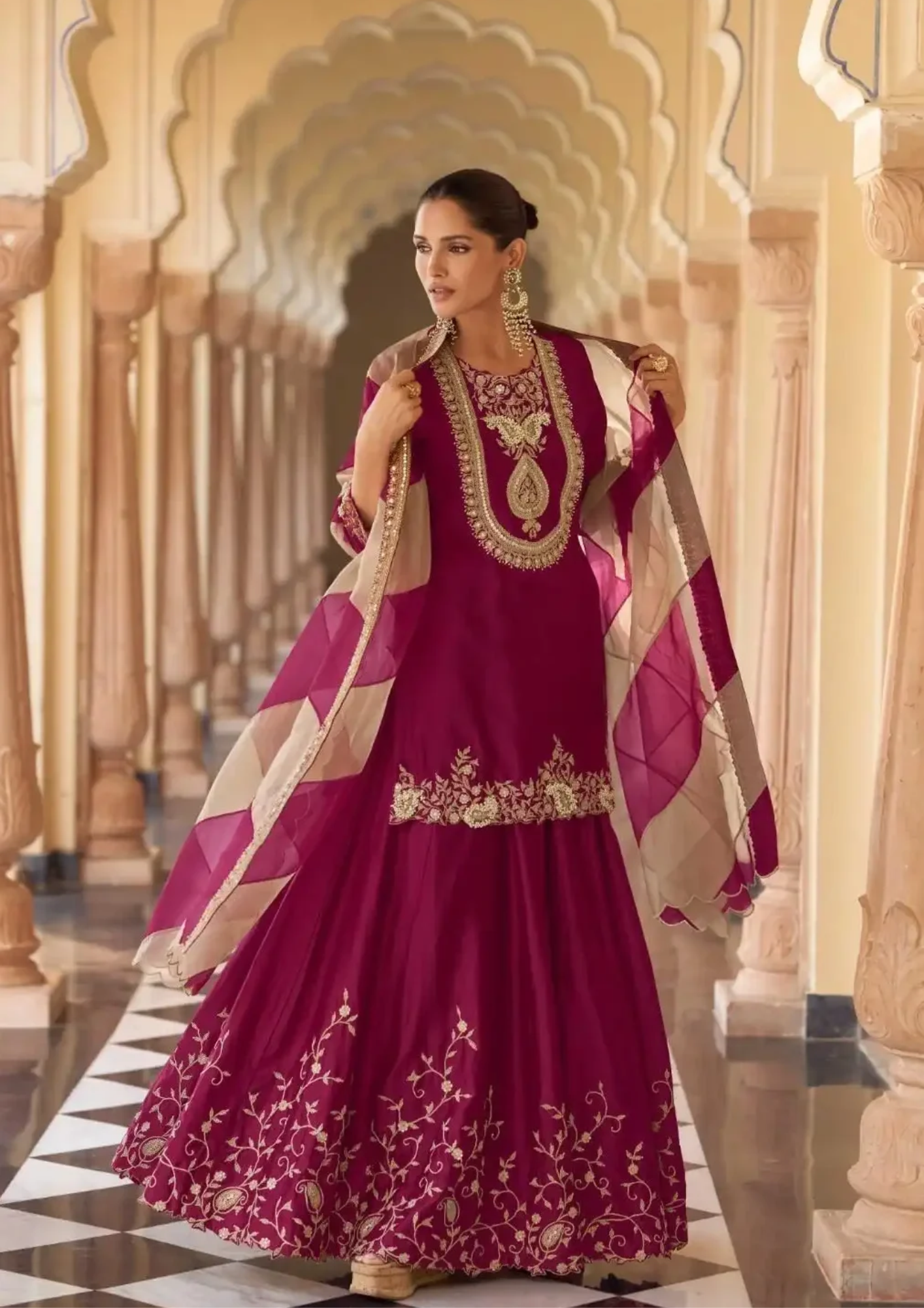 Sharara Suit with Intricate Zari Embroidery