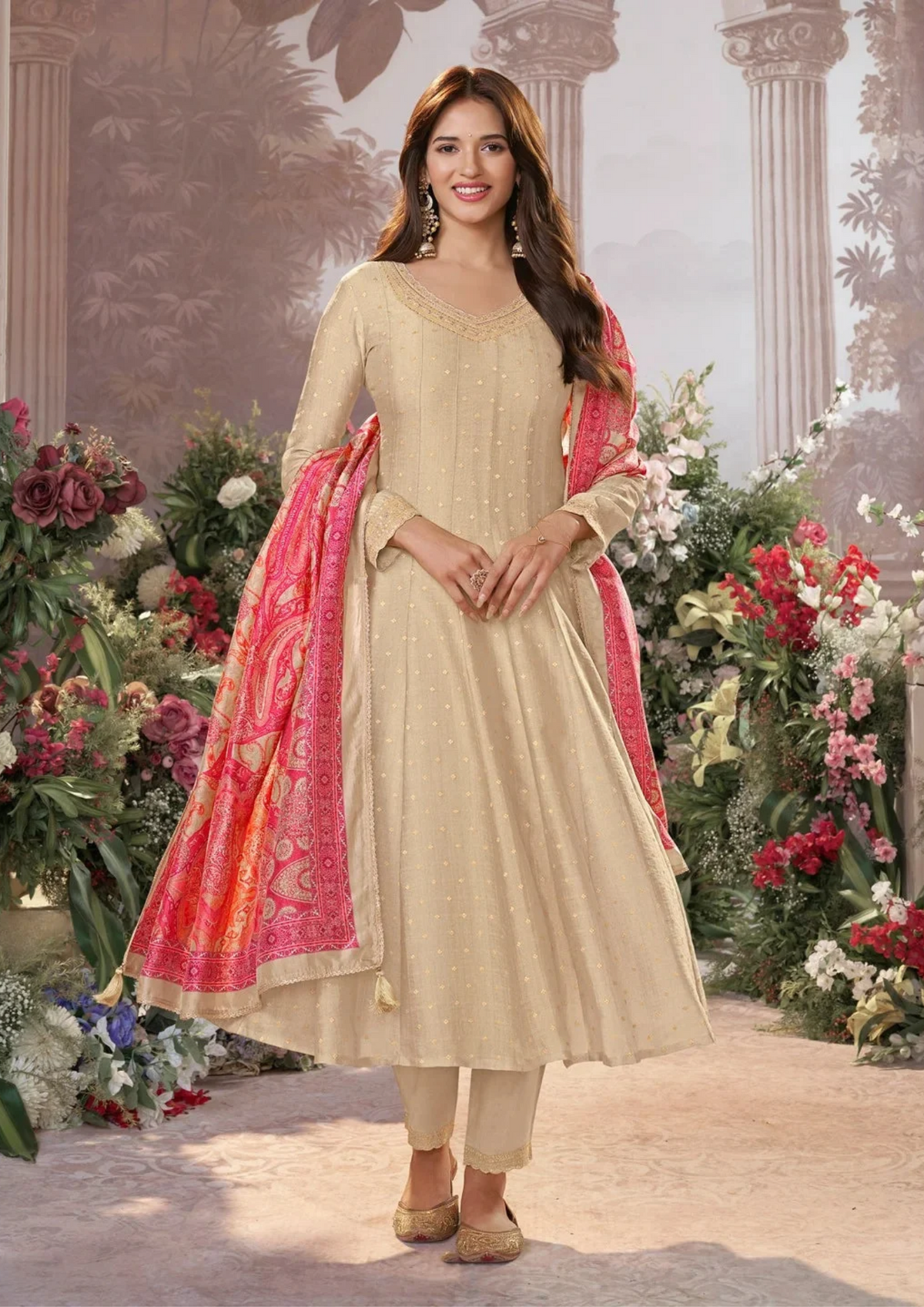 Anarkali Suit with Vibrant Banarasi Dupatta