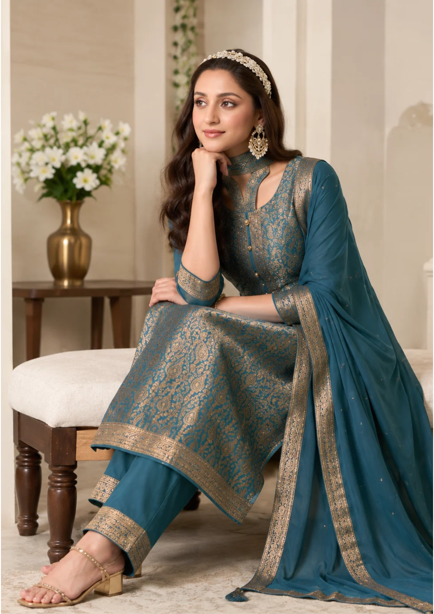 Banarasi Suit with Rich Golden Weave